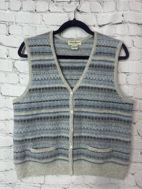Eddie Bauer 100% Lambswool Fair Isle Sweater Vest Women’s Large L